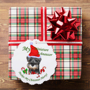 Miniatuur Schnauzer-kerstcadeautjes Ornament Kaart