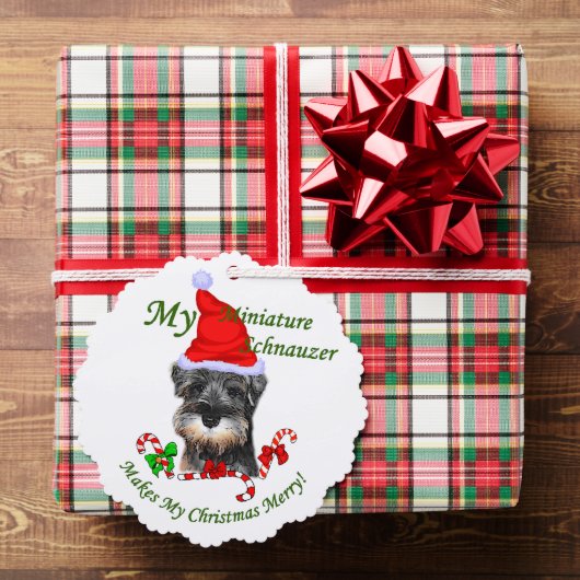 Miniatuur Schnauzer-kerstcadeautjes Ornament Kaart (Insitu (Geschenk))