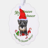 Miniatuur Schnauzer-kerstcadeautjes Ornament Kaart (Links)