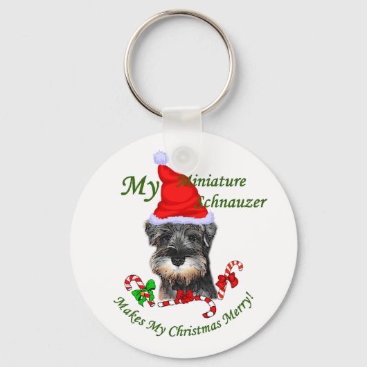 Miniatuur Schnauzer-kerstcadeautjes Sleutelhanger (Voorkant)