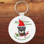 Miniatuur Schnauzer-kerstcadeautjes Sleutelhanger (Voorkant)