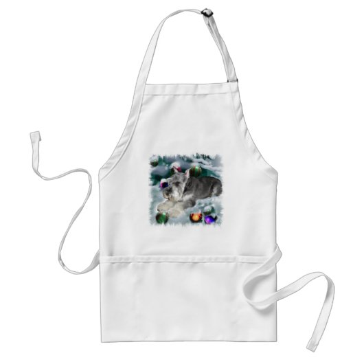 Miniatuur Schnauzer-kerstcadeautjes Standaard Schort (Voorkant)