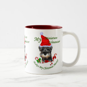 Miniatuur Schnauzer-kerstcadeautjes Tweekleurige Koffiemok