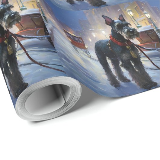 Miniatuur Schnauzer Kerstfeest Seizoen Cadeaupapier (Rol Hoek)