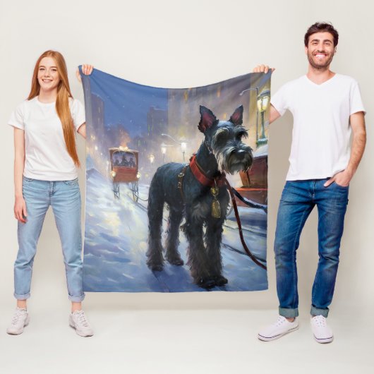 Miniatuur Schnauzer Kerstfeest Seizoen Fleece Deken (In situ)