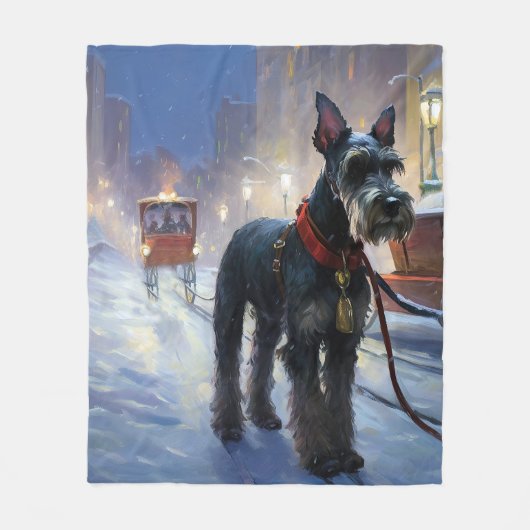 Miniatuur Schnauzer Kerstfeest Seizoen Fleece Deken (Voorkant)