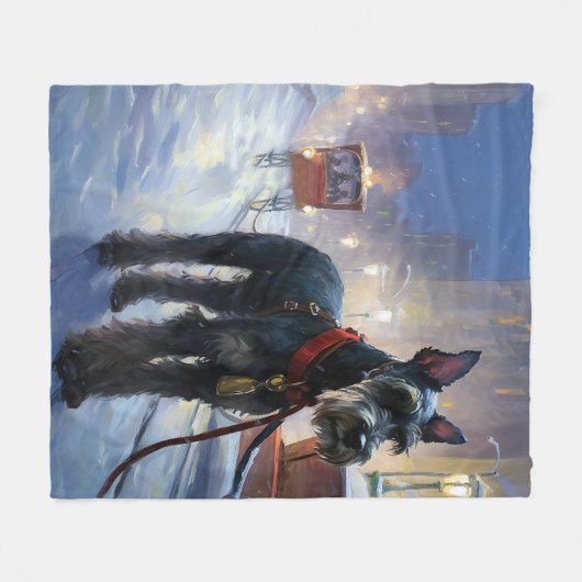 Miniatuur Schnauzer Kerstfeest Seizoen Fleece Deken (Voorkant (Horizontaal))