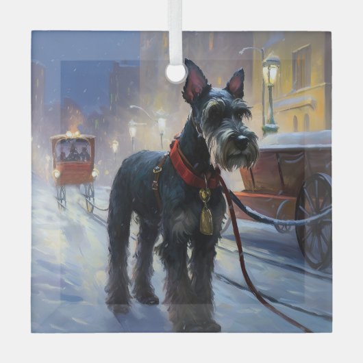 Miniatuur Schnauzer Kerstfeest Seizoen Glas Ornament (Voorkant)
