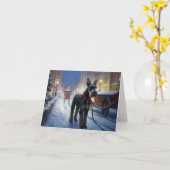 Miniatuur Schnauzer Kerstfeest Seizoen Kaart (Gele Bloem)