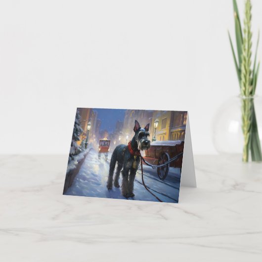 Miniatuur Schnauzer Kerstfeest Seizoen Kaart (Voorkant)