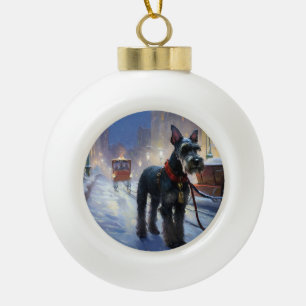 Miniatuur Schnauzer Kerstfeest Seizoen Keramische Bal Ornament