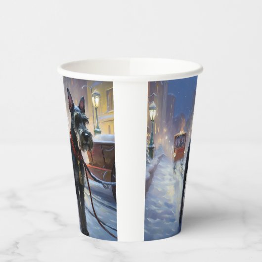 Miniatuur Schnauzer Kerstfeest Seizoen Papieren Bekers (Links)