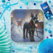Miniatuur Schnauzer Kerstfeest Seizoen Papieren Bordje (Feest)