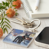 Miniatuur Schnauzer Kerstfeest Seizoen Sleutelhanger (Voorkant Rechts)