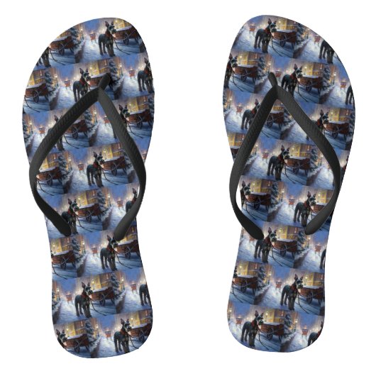 Miniatuur Schnauzer Kerstfeest Seizoen Teenslippers (Voetbed)