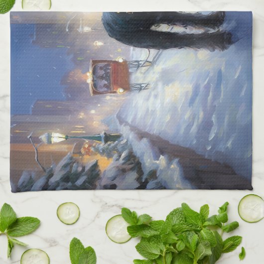 Miniatuur Schnauzer Kerstfeest Seizoen Theedoek (Gevouwen)