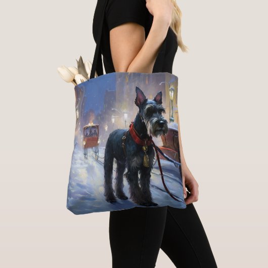 Miniatuur Schnauzer Kerstfeest Seizoen Tote Bag (Dichtbij)