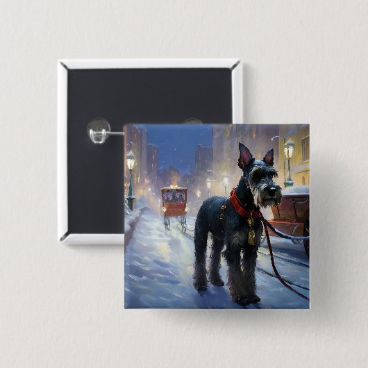 Miniatuur Schnauzer Kerstfeest Seizoen Vierkante Button 5,1 Cm (Voorkant /achterkant)