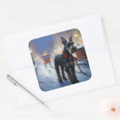Miniatuur Schnauzer Kerstfeest Seizoen Vierkante Sticker (Envelop)