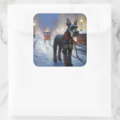 Miniatuur Schnauzer Kerstfeest Seizoen Vierkante Sticker (Tas)