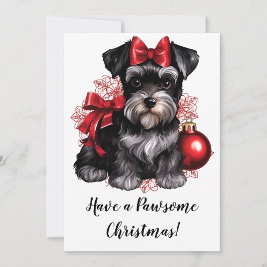Miniatuur Schnauzer Kerstgroetkaart Feestdagenkaart (Voorkant)