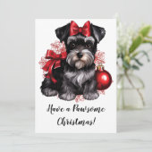 Miniatuur Schnauzer Kerstgroetkaart Feestdagenkaart (Staand voorkant)