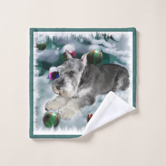 Miniatuur Schnauzer Kerstmis Bad Handdoek (Wasdoekje)