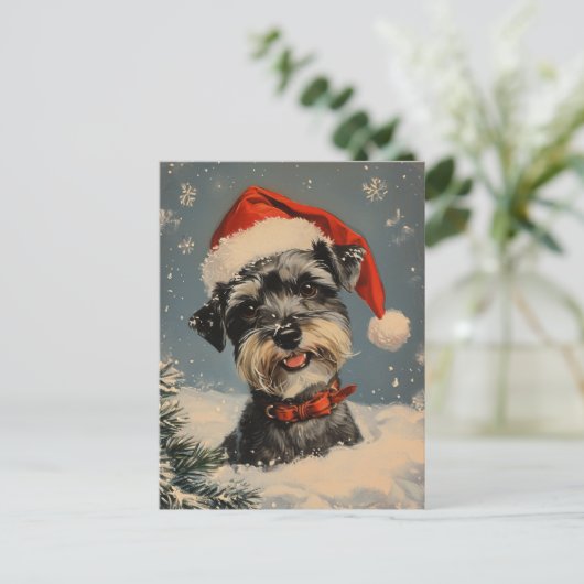 Miniatuur Schnauzer Kerstmis Briefkaart (Staand voorkant)