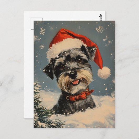 Miniatuur Schnauzer Kerstmis Briefkaart (Voorkant / Achterkant)