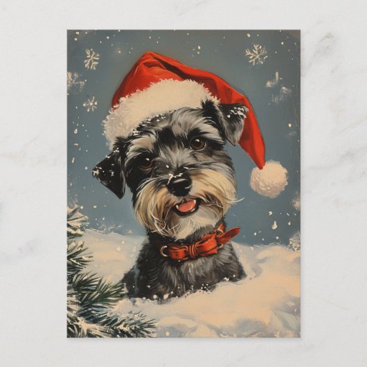 Miniatuur Schnauzer Kerstmis Briefkaart (Voorkant)