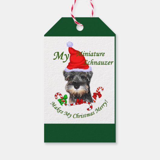 Miniatuur Schnauzer Kerstmis Cadeaulabel (Achterkant)