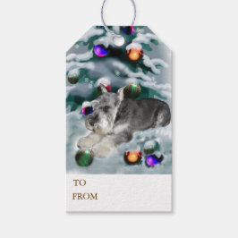 Miniatuur Schnauzer Kerstmis Cadeaulabel