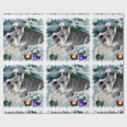Miniatuur Schnauzer Kerstmis Cadeaupapier (Vlak)