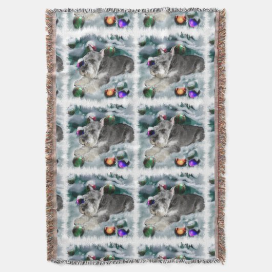 Miniatuur Schnauzer Kerstmis Deken (Voorkant Verticaal)