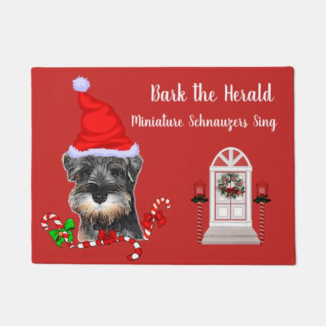 Miniatuur Schnauzer Kerstmis Deurmat (Voorkant)
