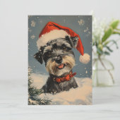 Miniatuur Schnauzer Kerstmis Feestdagenkaart (Staand voorkant)
