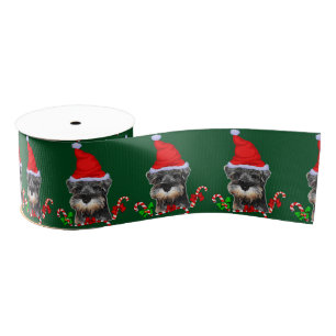 Miniatuur Schnauzer Kerstmis Grosgrain Lint