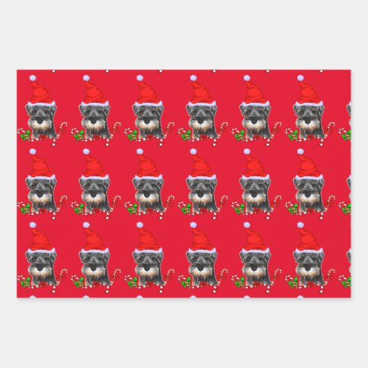 Miniatuur Schnauzer Kerstmis Inpakpapier Vel (Voorkant 3)