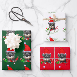 Miniatuur Schnauzer Kerstmis Inpakpapier Vel