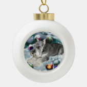 Miniatuur Schnauzer Kerstmis Keramische Bal Ornament (Voorkant)