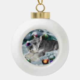 Miniatuur Schnauzer Kerstmis Keramische Bal Ornament