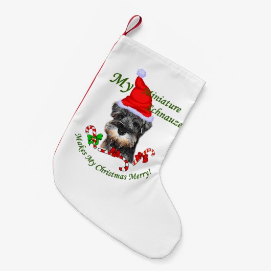 Miniatuur Schnauzer Kerstmis Kleine Kerstsok (Voorkant (Hangend))