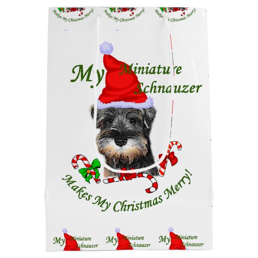 Miniatuur Schnauzer Kerstmis Medium Cadeauzakje (Achterkant)
