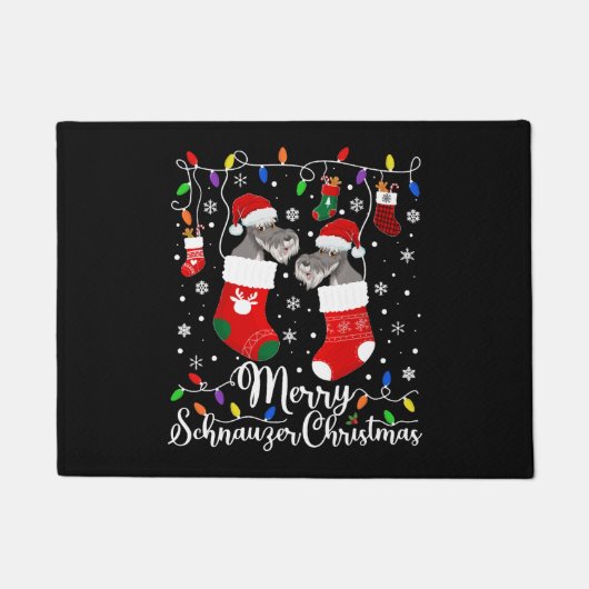 Miniatuur Schnauzer Kerstmis Mini Schnauzer Xmas Deurmat (Voorkant)