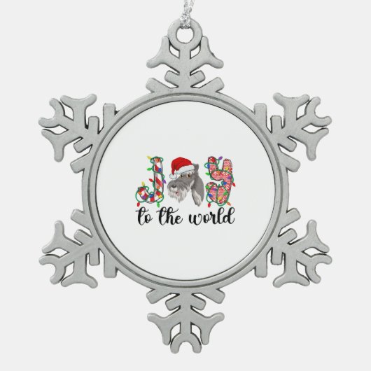 Miniatuur Schnauzer Kerstmis Mini Schnauzer Xmas Tin Sneeuwvlok Ornament (Voorkant)