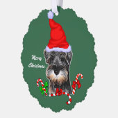 Miniatuur Schnauzer Kerstmis Ornament Kaart (Links)