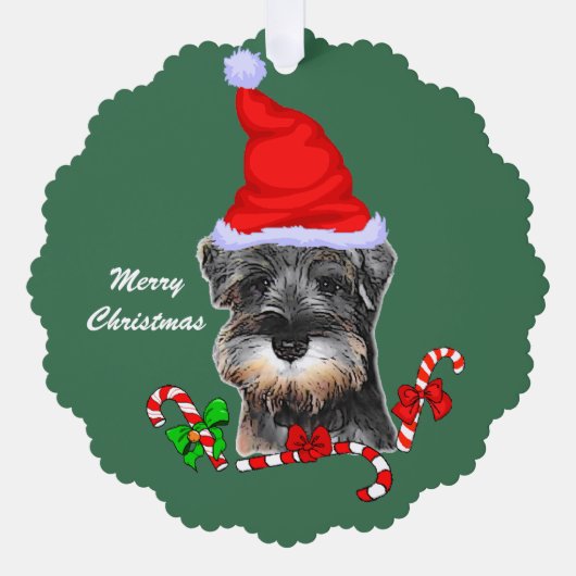 Miniatuur Schnauzer Kerstmis Ornament Kaart (Voorkant)