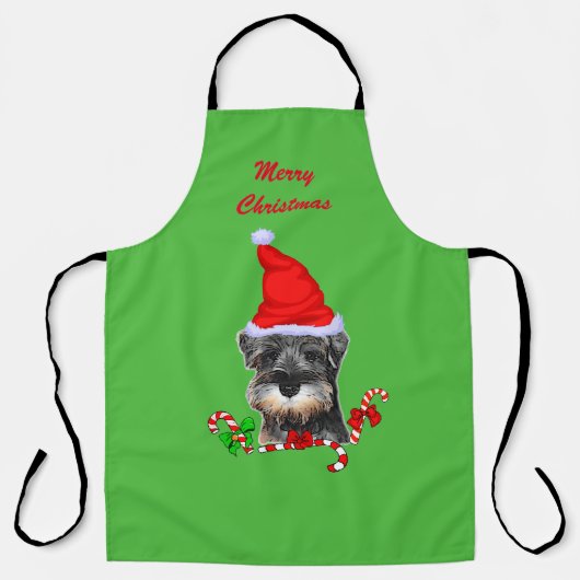 Miniatuur Schnauzer Kerstmis Schort (Voorkant)