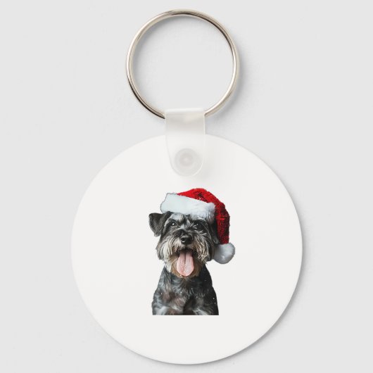 Miniatuur Schnauzer Kerstmis Sleutelhanger (Voorkant)