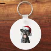 Miniatuur Schnauzer Kerstmis Sleutelhanger (Voorkant)